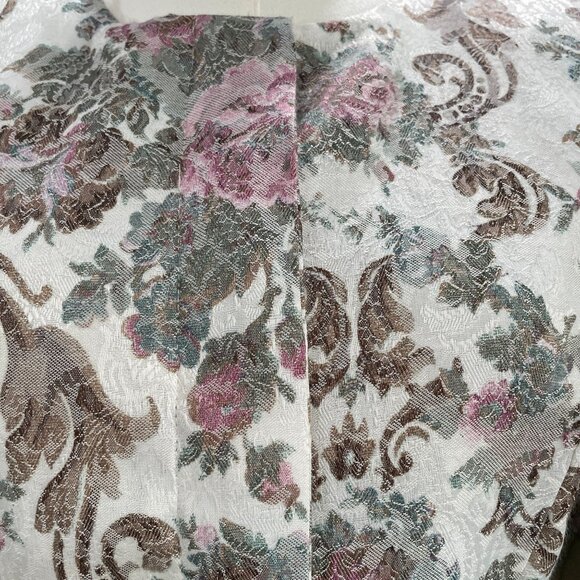 Vintage SL Fashions Floral Brocade Dress Set Puff Sleeve Peplum Bow Size 7/8 USA - Picture 12 of 14